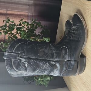 Vintage Tony Lama 9707 Black Leather Cowboy Western Boots